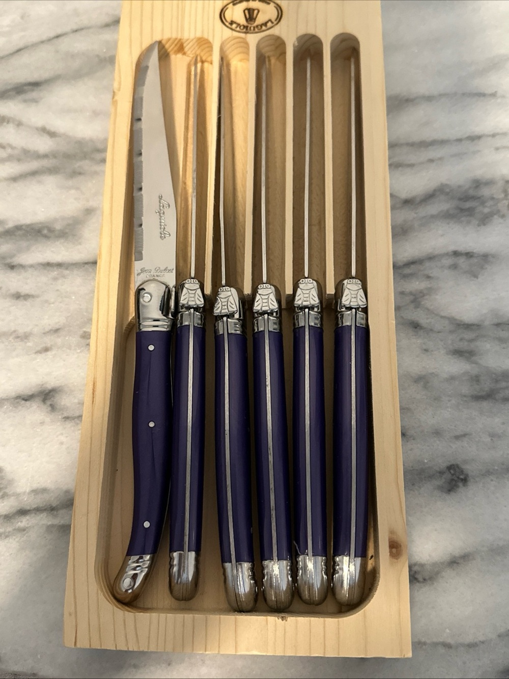 Laguiole Purple Handle 6-Piece Steak Knife Set